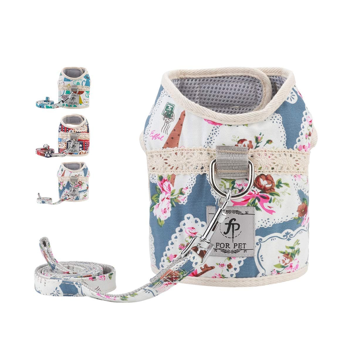 voopet Boho Soft Mesh Cat Harness, Dog Padded Front Vest Harness with Leash, Adjustable Pets No-Pull Walking Harness - Easy Control for Small Dogs & Puppy