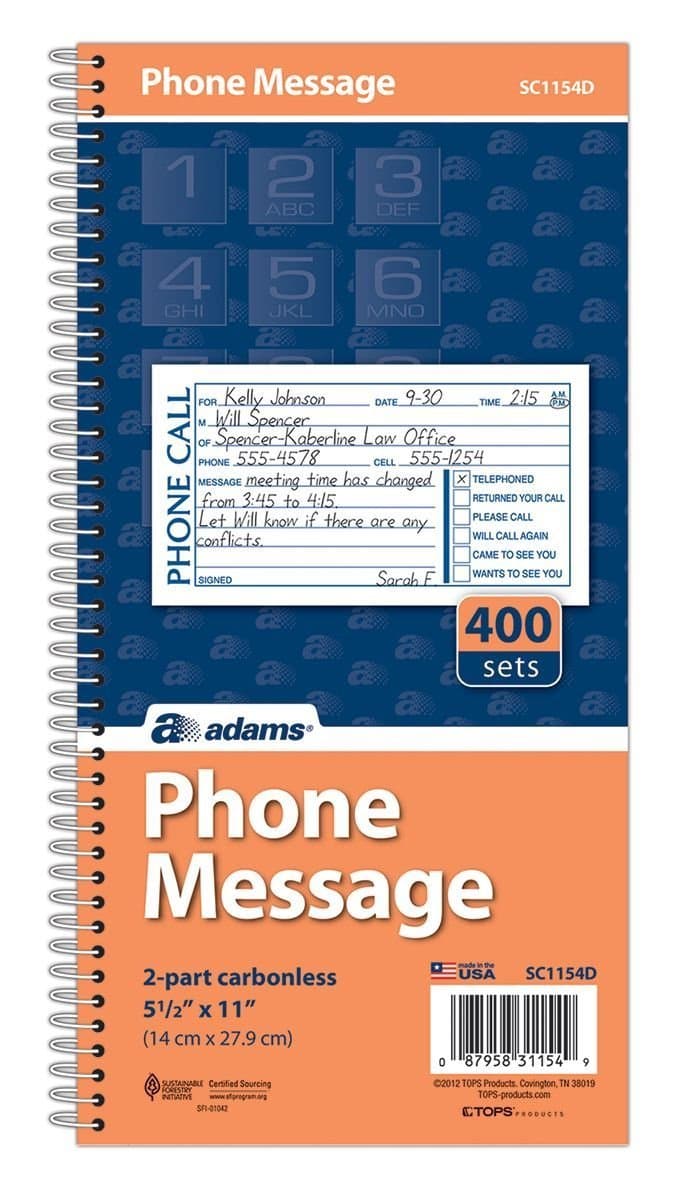 Spiral Bound Phone Message Books