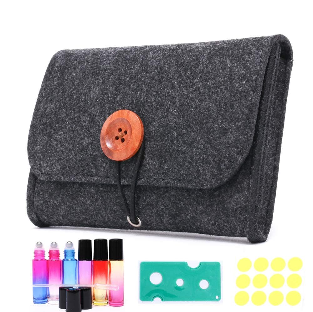 10ML Roller Bottles for Essential Oils 6 Packs includes Carrying Bag, Aromatherapy DIY Oil Perfume Blends Tool kit Accessories for doTERRA, Young Living