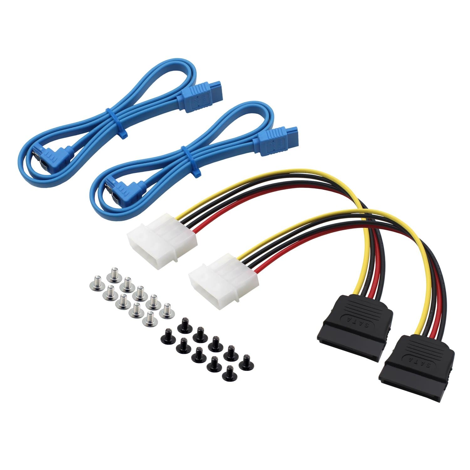 Mcsher 20" Inch 6Gbps SATA 3 Data Cable Power Cord Mounting Screws Set/HDD SSD SATA Hard Drive Connection Kit - 2 Pack