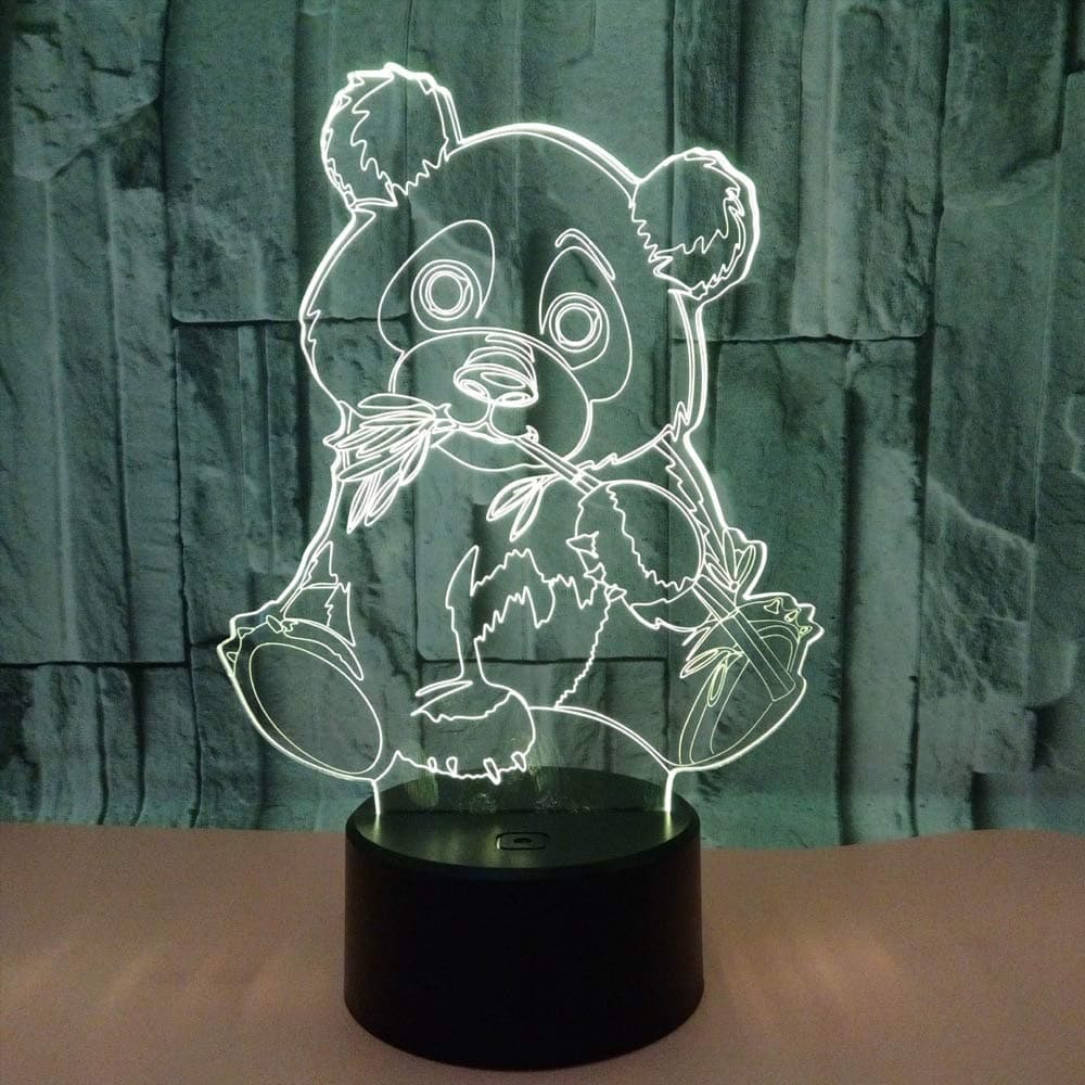EUpMB 3D Illusion Lamp，LED Night Light,7 Color 3D Phantom Atmosphere Light, USB-Powered, Home Decoration, Children's Gift, Birthday Gift.-Panda Night Light [Energy Class A+++]
