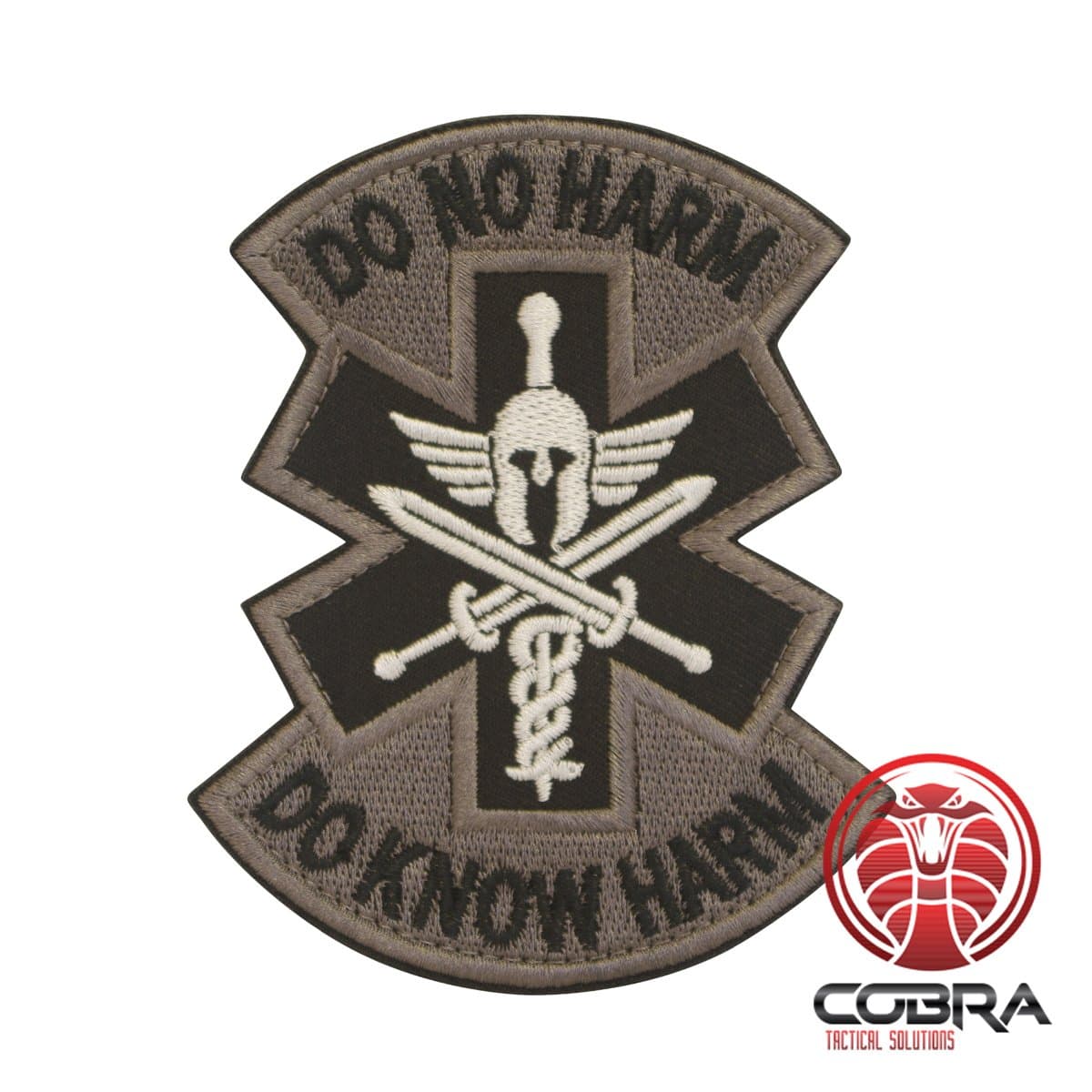 Cobra Tactical Solutions Do No Harm * Do know Harm Medical Embroidered Morale Army Sparta Patch Gray Airsoft