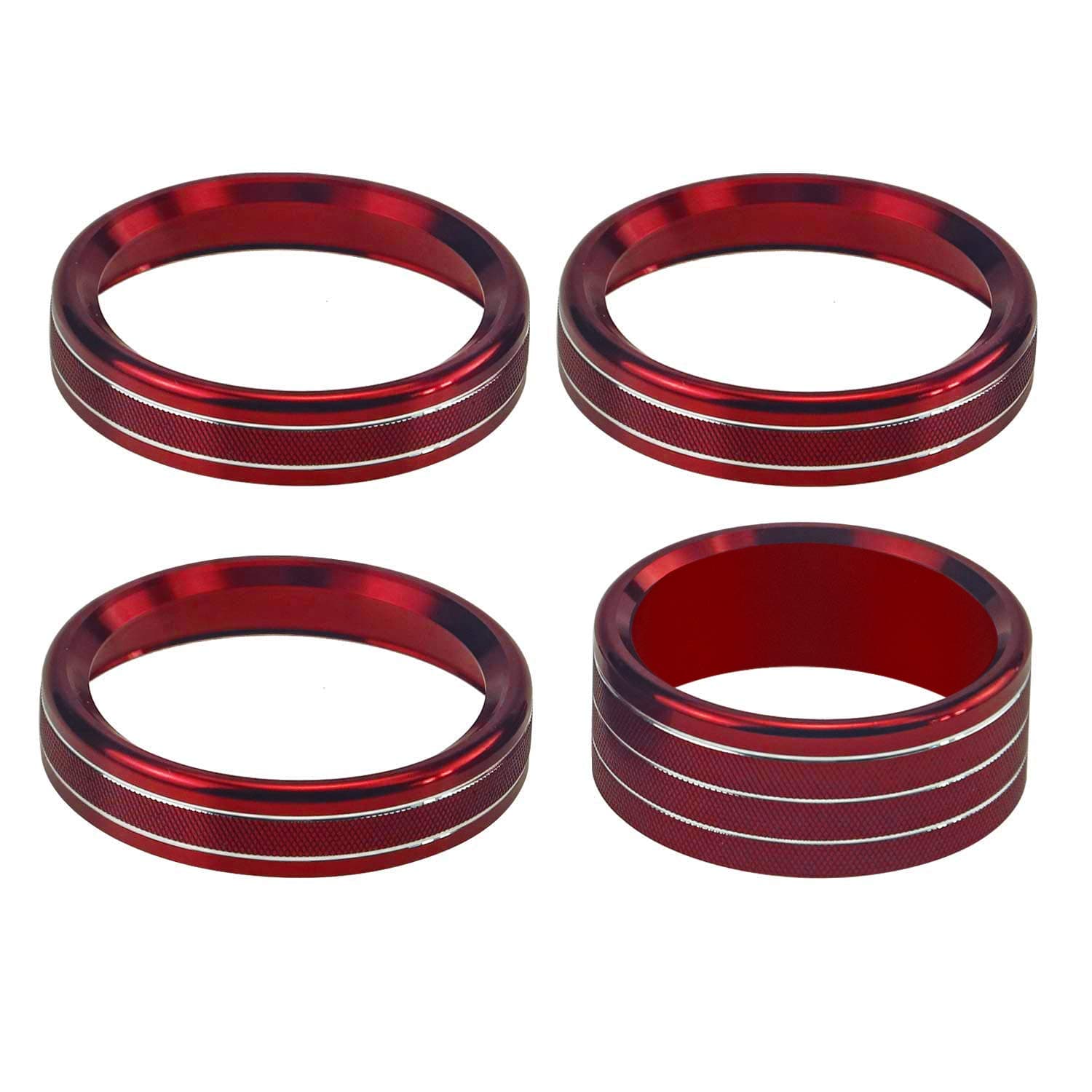 Sporthfish 4Pcs Interior Audio Air Conditioning Twist Switch Ring Control Button Decoration Cover Ring for 2018 2019 Jeep Wrangler JL JLU (Red)
