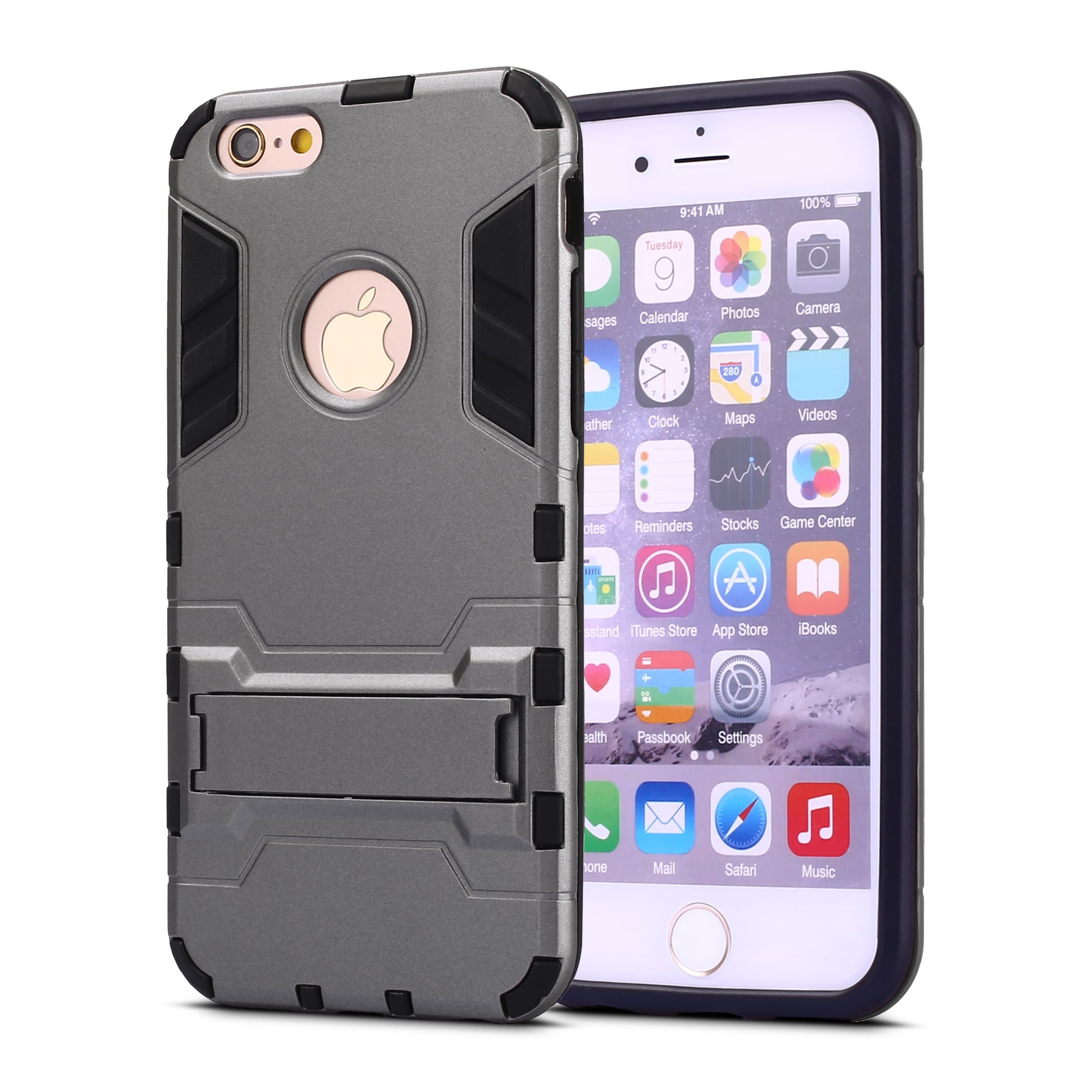 iPhone 6S Case,iPhone 6 case,Ebakx [Ironman Kickstand] Heavy Duty Hybrid Dual Layer Armor Defender Full Body Protective Case Cover for Apple iPhone 6s/iPhone 6 case, (Gray)