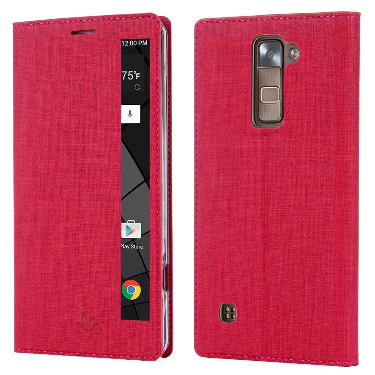 LG Stylo 2 Plus Case,LG Stylus 2 Plus Case Leather Flip Case with View Window Stand Kickstand Magnetic Closure TPU Bumper Full Cover Slim Leather Case for LG Stylus 2 Plus/Stylo 2 Plus(Rose)