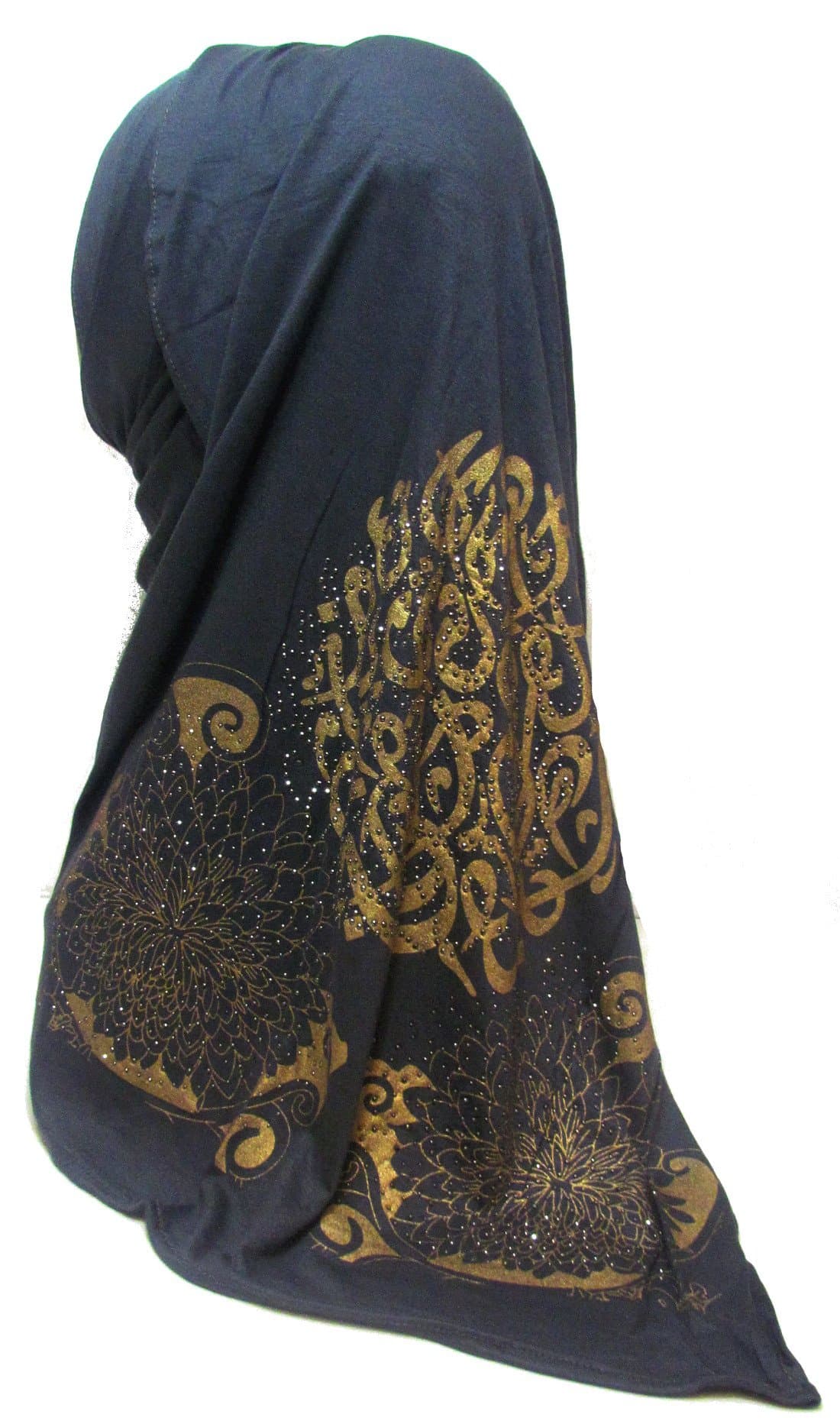 Arabic Calligraphy Scroll Scarf Gray with Gold