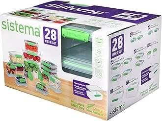 Sistema65602ZS Food Storage Containers, Plastic, Clear/Green