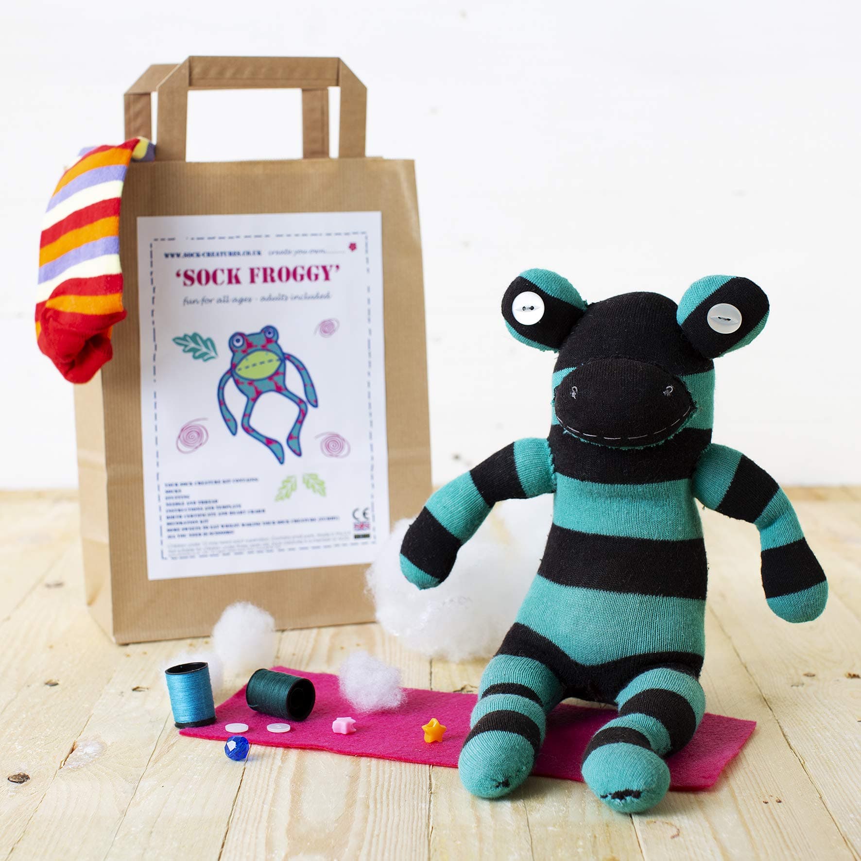 Sock Frog Craft Kit - Complete Craft Kit to Create Your Own Frog