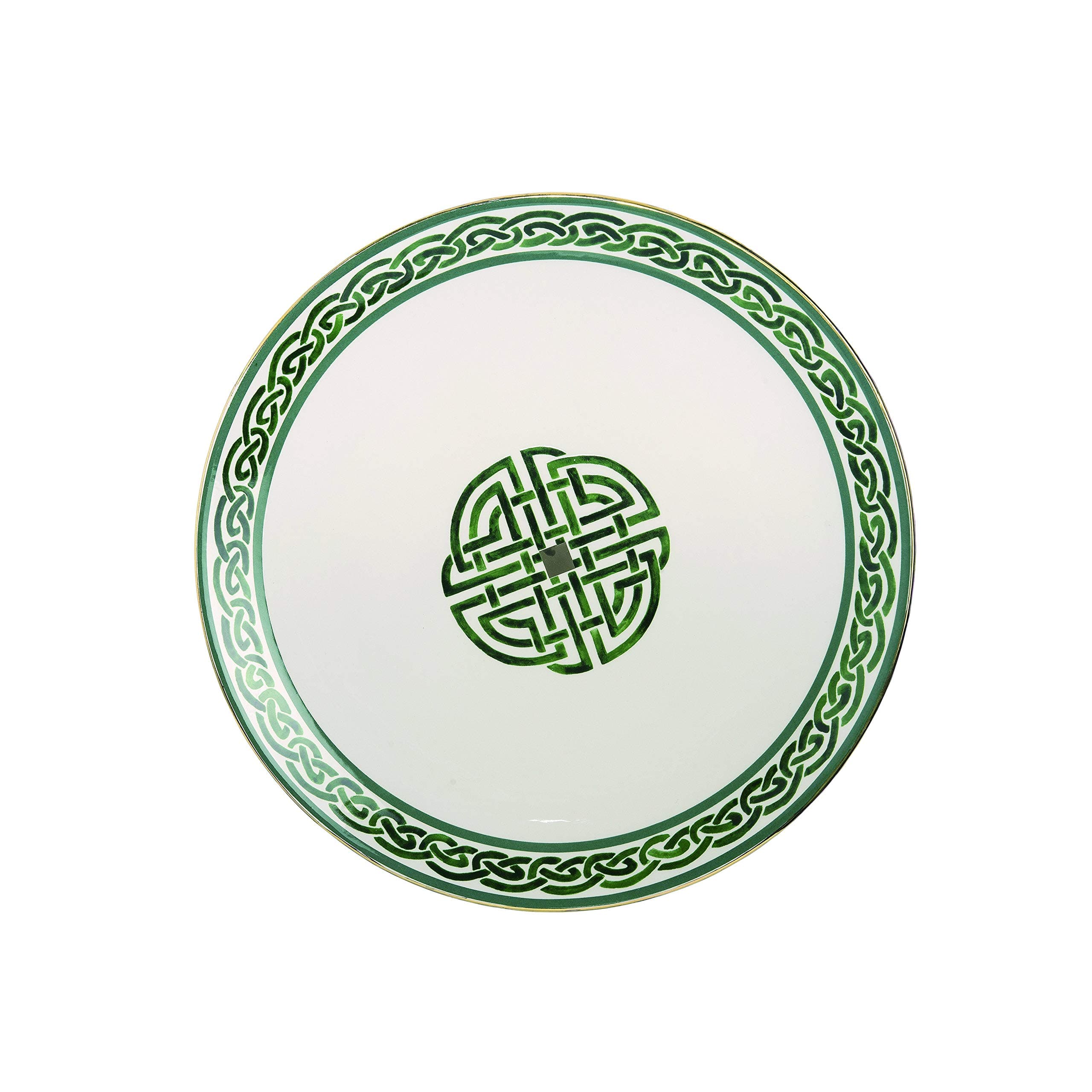 St Patrick's Day Celtic Knot Ceramic Platter, 12 Inch Serving Plate with Green and Gold, Irish Plate