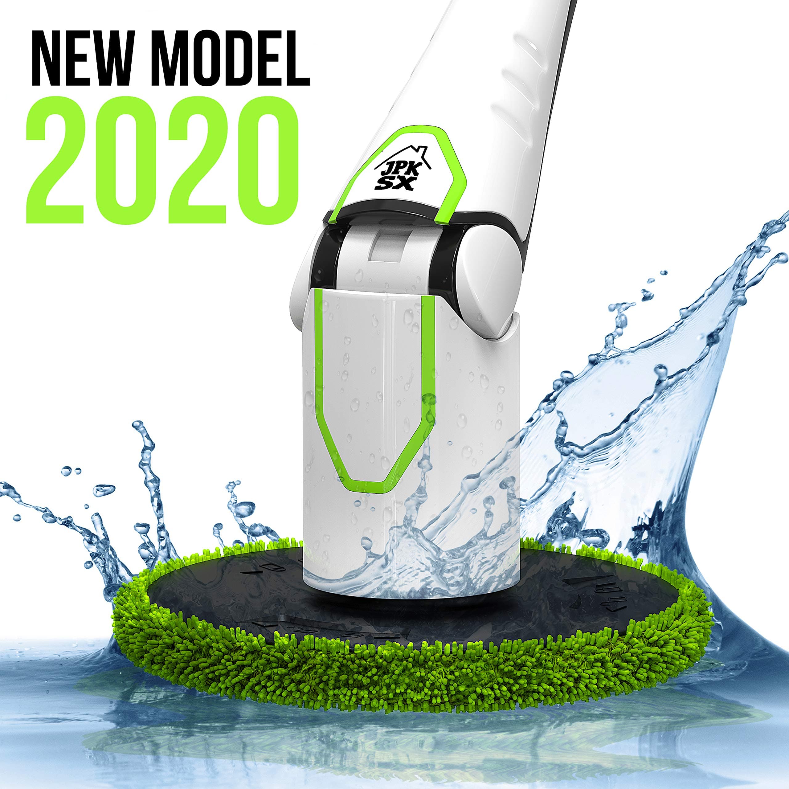 Spin Scrubber, Electric Mop with LED Display, Powerful 2 Speed Motor, Cordless Household Extension Handle, Shower Cleaner, Including Scrubber Brushes, Mops and Storage Rack