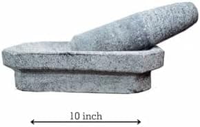 Kalvam Grinding Stone - 10Inch Kalvam for Grinding Herbs - Kalvam Stone Mortar and Pestle set - Masher,Khalbatta,Kharal