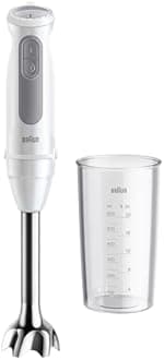 Braun MultiQuick 5 MQ 50.001 M, Manual Blender with PowerBell Plus Technology, 21 Speed Wheel+Turbo, Click Plus System, Mixer with Ergo Handle, Steel Cam and Beaker 600 ml, 1000W, White