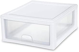 Sterilite 18-Pack 16 Quart Stacking Drawer, Clear Storage Closet Organizer, White Frame - Stackable Modular Plastic Drawers for Clothes, Accessories, Craft Supplies, Shoes or Linens