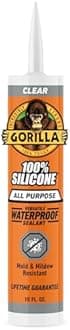 Gorilla 8050002 100% Silicone Sealant, Clear, 10 oz, 1