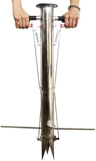 Seed Planter Transplanting Tool Machine for Farmer, Stainless Steel Bulb Planter Tool?Vegetable Transplanter Planter Plant Garden Greenhouse with Pedal(Double Handle)