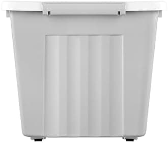 80L*3 Storage Boxes with Wheels, Plastic Storage Box with Lid, Latching Buckles, Click Closure, Stackable, Nesting, Durable Organizer for Home Office Clothes, Gray, 80L-3 Pack