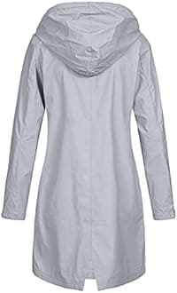 Waterproof Jackets Sale Clearance Women Long Raincoats Lightweight Trench Coats Ladies Windproof Waterproof Hoodies Casual Loose Rain Jacket Winter Fall Outdoor Hiking Traveling Jackets Windbreaker