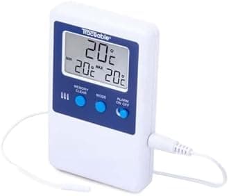 Traceable Calibrated Digital Fridge Thermometer/Freezer Thermometer with Bullet Probe, –58 to 158 Fahrenheit, 1 Resolution, Accuracy of 1 Degree Celsius