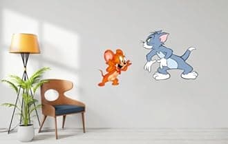 Tom and Jarry Masti Wall Sticker for Living Room, Kids Room, Pooja Room (Size - 30CM X 65CM)