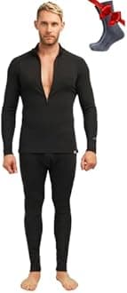 Merino.tech Merino Wool Base Layer Mens Set - Midweight Merino Wool Thermal Underwear For Men Top and Bottom