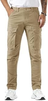 Plaid&Plain Men's Cargo Pants Slim Fit with Articulated Knees