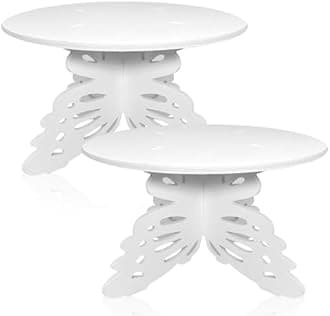 AOCEAN 12" Butterfly Cake Stand Butterfly PVC Cake Decorations with Engraved Butterflies Cake Stands for Dessert Table Wedding Birthday Party (2 Pcs)