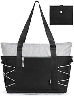BAGSMART Travel Tote Bag for Women, Foldable Gym Bag With Zipper, Large Gym Tote bags for Everyday