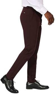 Plaid&Plain Men's Stretch Dress Pants Slim Fit Skinny Suit Pants