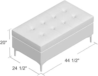 LEGACY OF COMFORT Spuyten Faux Leather Ottoman Storage Bench Two Seater Sofa Bench with Storage Ottoman with Storage Footrest Ottoman Pouffe for Living Room Bedroom Entryways (Brown)