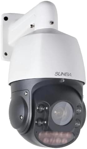 SUNBA 305-D4X PTZ PoE+ 3MP Mini IP Security Camera with Built-in Audio, 4X Optical Zoom, Auto Focus, Human-Shape Detection, Support TF Card, Indoor/Outdoor and Night Vision up to 150ft