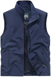Men's Softshell Vest Outerwear Zip Up Sleeveless Quick Dry Fishing Vests Outdoor Casual Multi Pocket Jacket for Hiking Golf