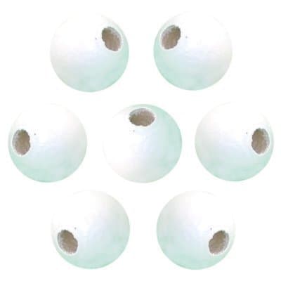 16mm White Round Wood Beads (45pc)