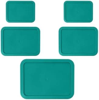 Replacement Rectangular Lids for Pyrex Glass Food Storage Containers (2) 3-Cup (2) 6-Cup (1) 11-Cup (Turquoise)