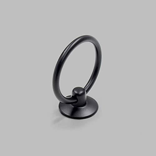 Bonsicoky 12Pcs Round Ring Drawer Pulls Matte Black Ring Handle Knobs for Cabinet Drawer Dresser Cupboard Wardrobe, Single Hole