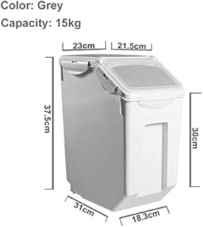 FURN ASPIRE Rice Storage Container,Large Rice Dispenser Airtight Food Rice Bin Household Sealed Cereal Grain Organizer With Lids For Storing Rice,Flour,Dry Food &More (15Kg,Container,Plastic),White