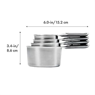 Good Grips 3-Piece Stainless Steel Mixing Bowl Set - Blue/Gray, 4.7L & Good Grips 4 Piece Stainless Steel Measuring Cups with Magnetic Snaps