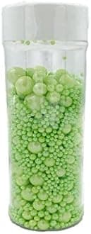 Weraru Edible Green Pearl Sugar Sprinkles Candy Mixing Size Baking Edible Cake Decorations Cupcake Toppers Cookie Decorating Celebrations Wedding Shower Party Chirstmas Supplies 130g/ 4.58oz