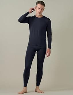 LAPASA Men's Fleece Lined Thermal Underwear Set, Light/Mid/Heavyweight Warm Long Sleeve Long Johns Top and Bottom, Base Layer Set M11/M57/M24