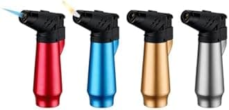 Navpeak Torch Lighter with Soft Flame Model Large Gas Tank Refillable Butane Windproof Jet Lighters for Candle Cooking Handcraft Outdoor BBQ Incense (4 PACK) (Butane Not Included)