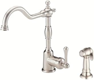 Danze D401157SS Opulence Single Handle Kitchen Faucet with Side Spray, Stainless Steel