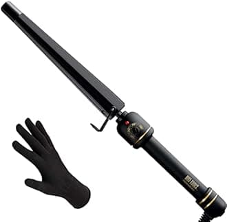 HOT TOOLS Professional Black Gold XL Tapered Curling Wand for Long Lasting Curls or Waves, 1 1/4 Inches