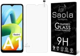 Saola 9H Clear Full Screen Protector Tempered Glass For Redmi A1 (Pack Of 1) With Free Installation Kit. Full Screen Coverage - 6.52 Inch