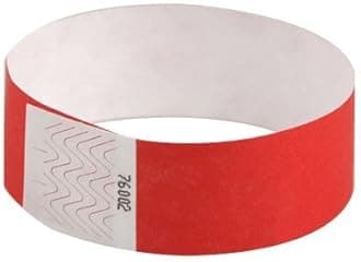 EventWristbands Premium 1" Tyvek Wristbands (500 Count, Bright Red) - Red, Green, Blue, Yellow & Orange Colored Event Wristband Paper Bracelets - Neon Wrist Bands For Parties, Festivals, Fairs