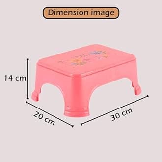 Kuber Industries Pack of 6 Bath Stool for Bathroom | Plastic Stools for Sitting | Bathroom Stool for Bathing | Flower Print Square Stool | Pink