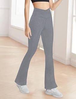 Girls' Leggings Cross Flare Pants Black High Waist Soft Stretchy Full Length Yoga Bootcut Pants for Kids Teens Dance