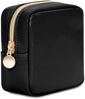 Wandering Nature Makeup Bag for Purse Cosmetic Bags for Women Makeup Organizer Travel Bag with Slip Pockets Eco Friendly Vegan Leather