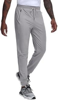 JWM Regular/Tall Mens Athletic Joggers Lightweight Workout Running Gym Training Pants Tapered Sweatpant with 3 Zipper Pockets
