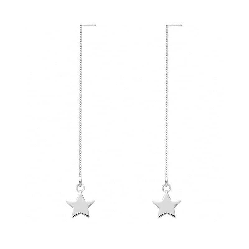 Sterling Silver Threader Tassel Earrings Star Drop Dangle Long Charm Earrings A Pair