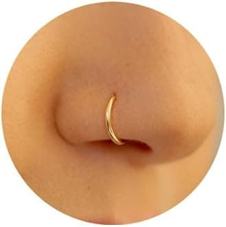 LdurianHypoallergenic Nose Ring Hoops - Surgical Steel Septum Cartilage Ring - 20G 18G 16G 14G Diameter 5mm to 16mm Body Piercing Lip Rings Jewelry