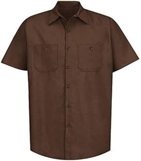 Red Kap Men's Performance Tech Shirt, Short Sleeve Work Utility Button